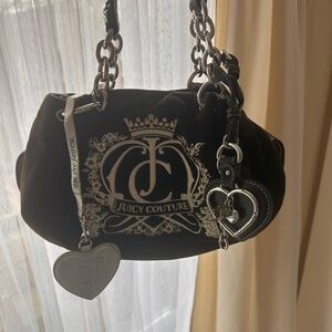 Juicy Couture Black and Silver Shoulder Bag